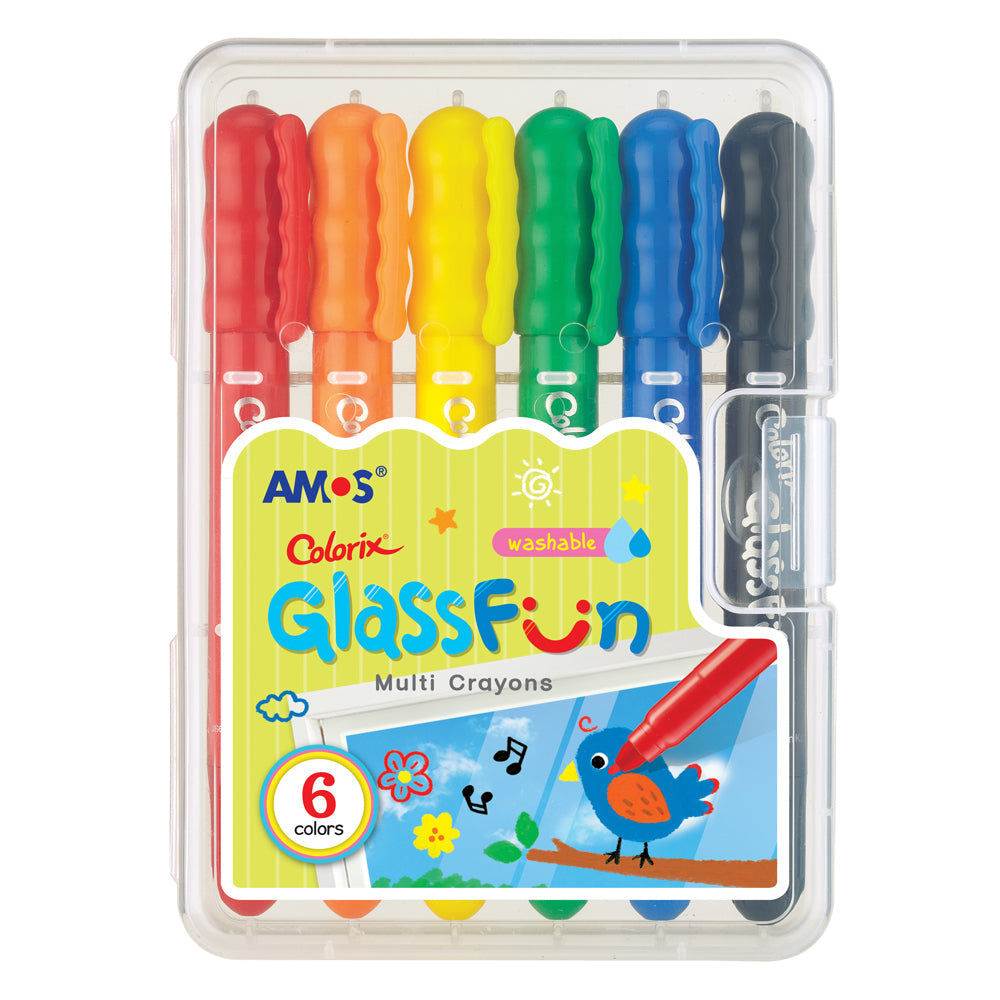 Amos Colorix Glass Fun Multi Crayons Pack 6 - Cafe Supply