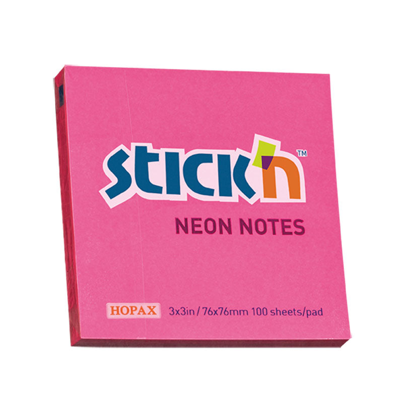 Stick'n Note 76x76mm 100 Sheet Neon Magenta - Cafe Supply