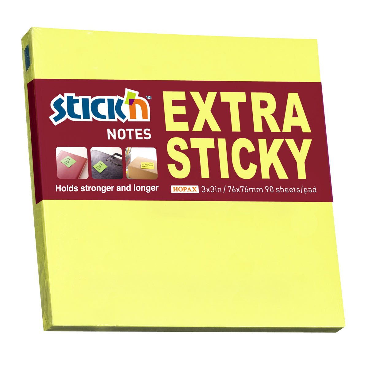 Stick'n Note Extra Sticky 76x76mm 90 Sheet Neon Lemon - Cafe Supply