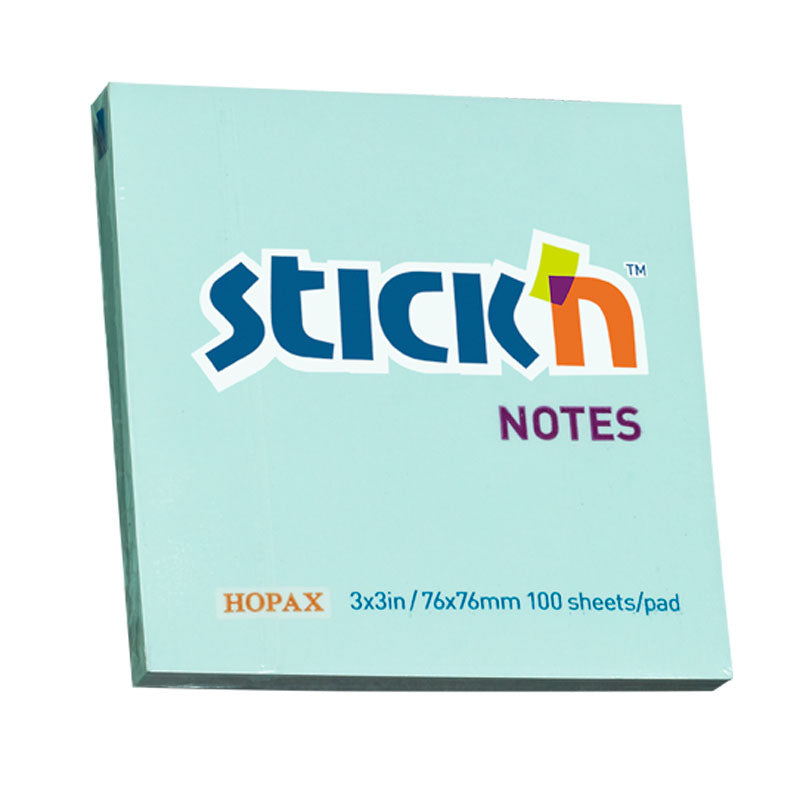 Stick'n Notes Blue 76x76mm 100 Sheet Pad - Cafe Supply