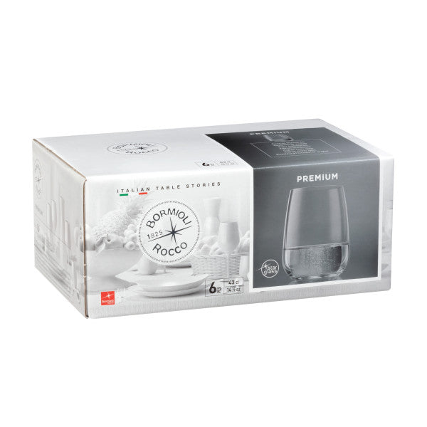 Bormioli Rocco Set 6 Premium Stemless 430ml
