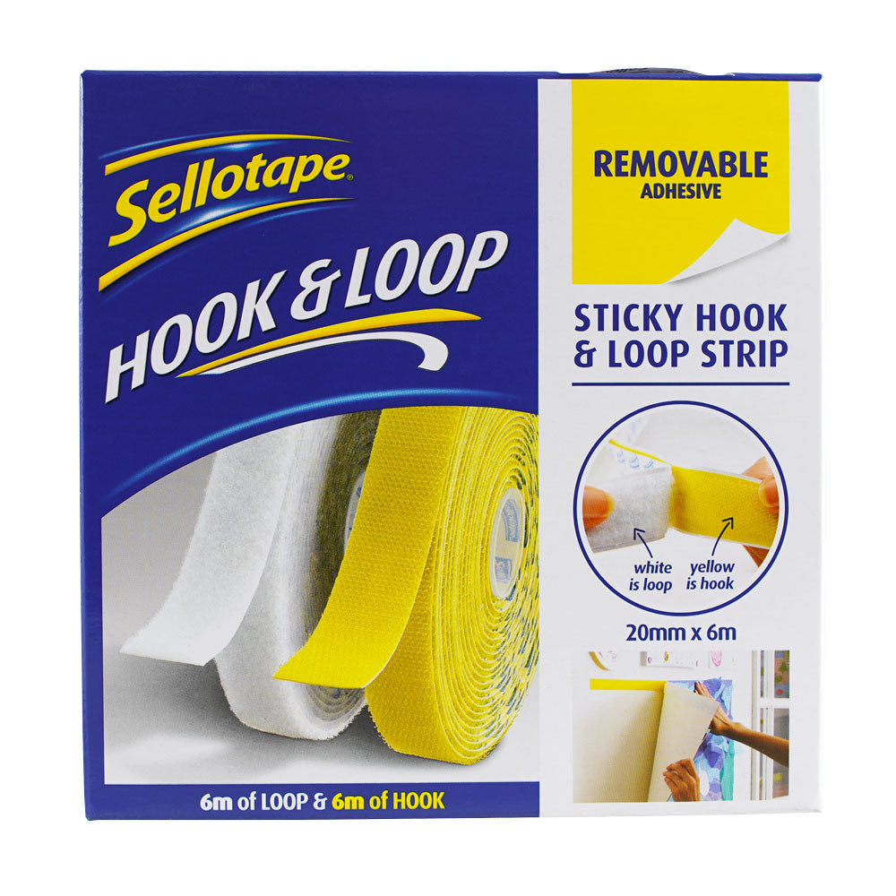 Sellotape Sticky Hook & Loop Strip Removable 20mm x 6m - Cafe Supply