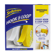 Sellotape Sticky Hook & Loop Strip Removable 20mm x 6m - Cafe Supply