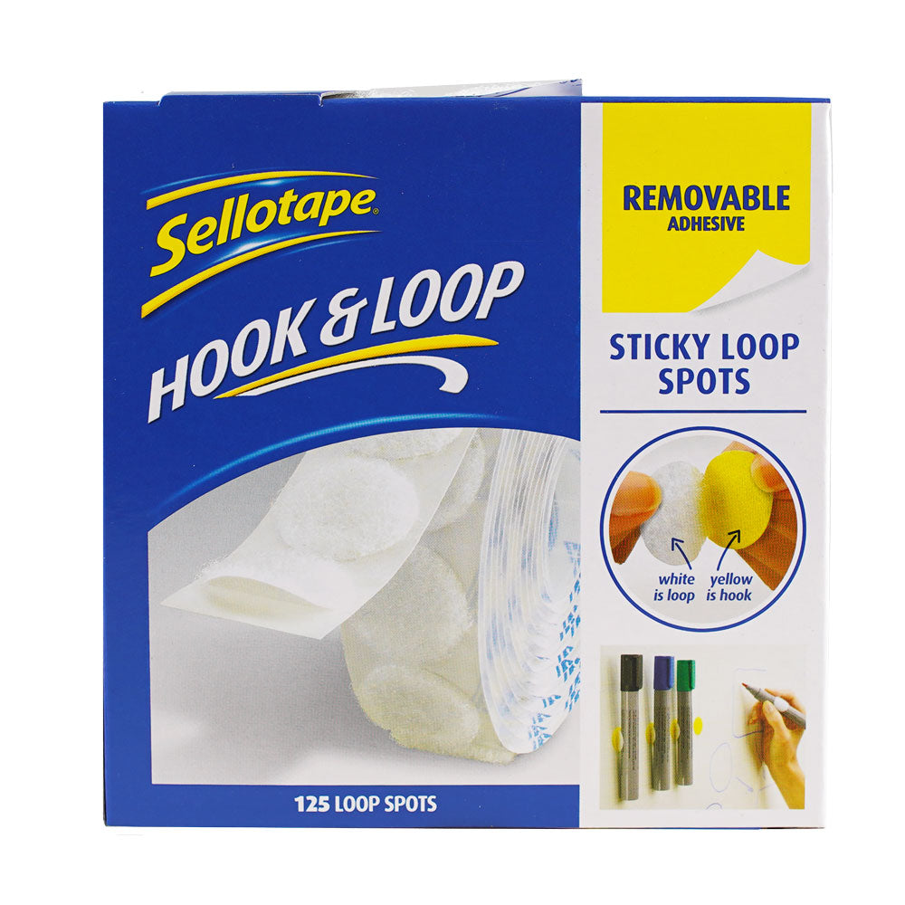 Sellotape Sticky Loop Spots Removable 22mm 125 Pack - Cafe Supply