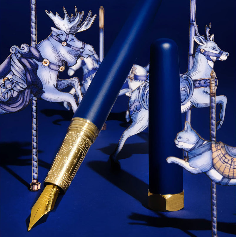 Ferris Wheel Press Fountain Pen Brush Crystal Blue Legacy Gold Nib Medium