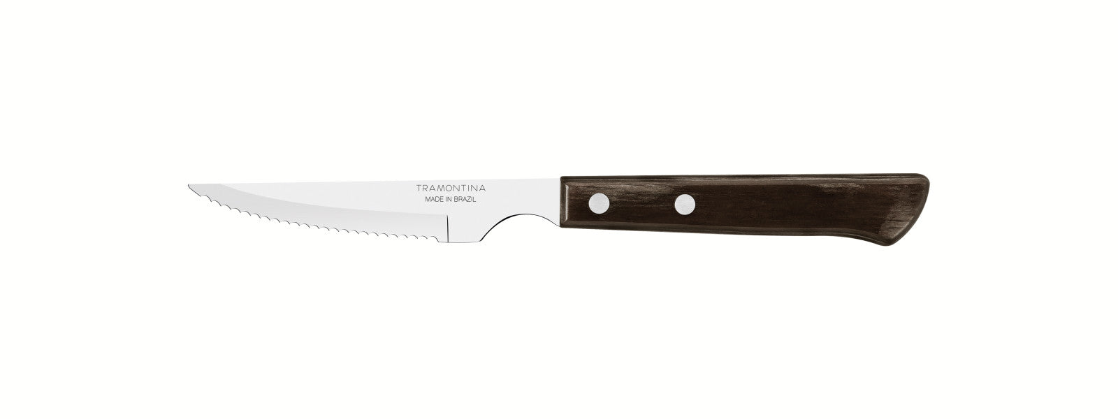 Tramontina Churrasco Steak Knife Serrated Narrow Blade Polywood Brown 4" , 10cm