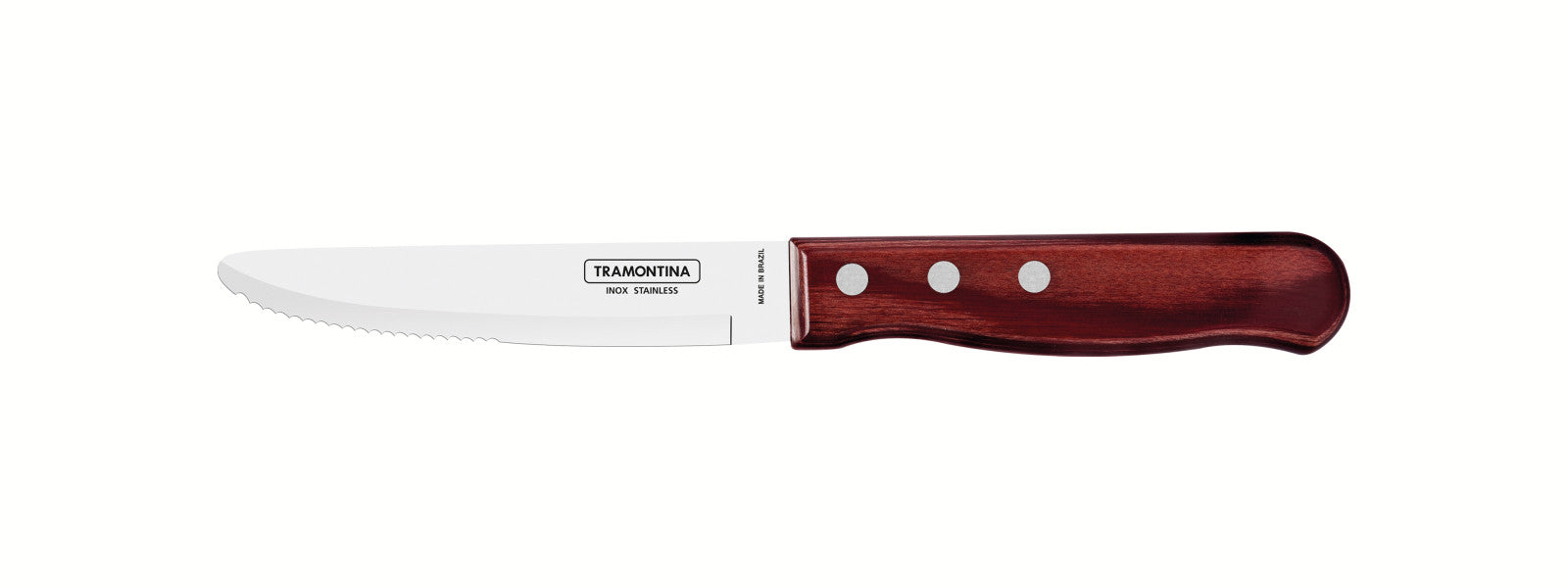 Tramontina Churrasco Steak Knife Serrated Wide Blade Polywood Red 5", 12cm