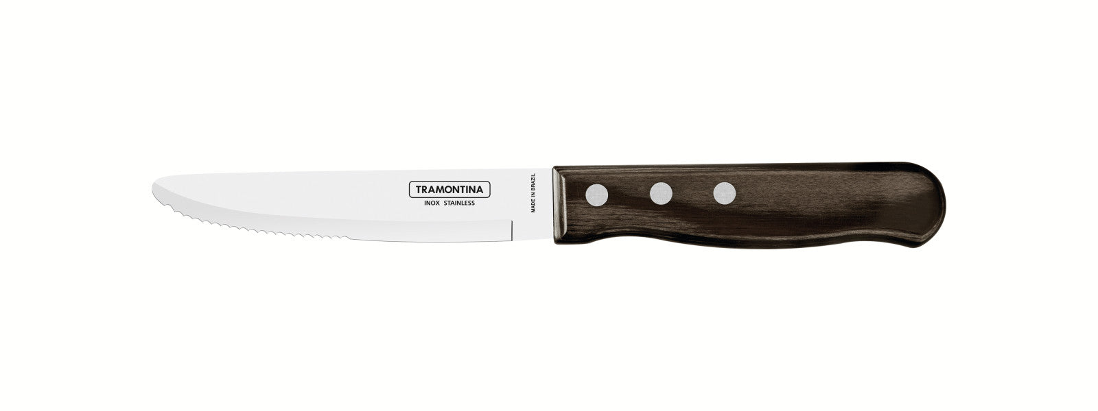 Tramontina Churrasco Steak Knife Serrated Wide Blade Polywood Brown 5", 12cm