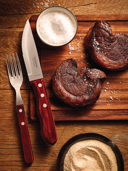 Tramontina Churrasco Steak Knife Jumbo Serrated Wide Blade Polywood Red 5", 12cm