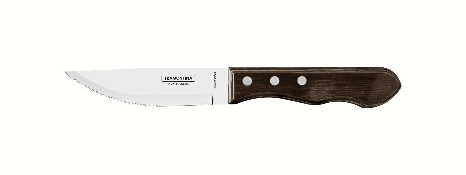 Tramontina Churrasco Steak Knife Jumbo Serrated Wide Blade Polywood Brown 5", 12cm