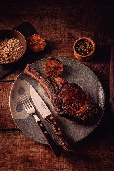 Tramontina Churrasco Steak Knife Jumbo Serrated Wide Blade Polywood Brown 5", 12cm