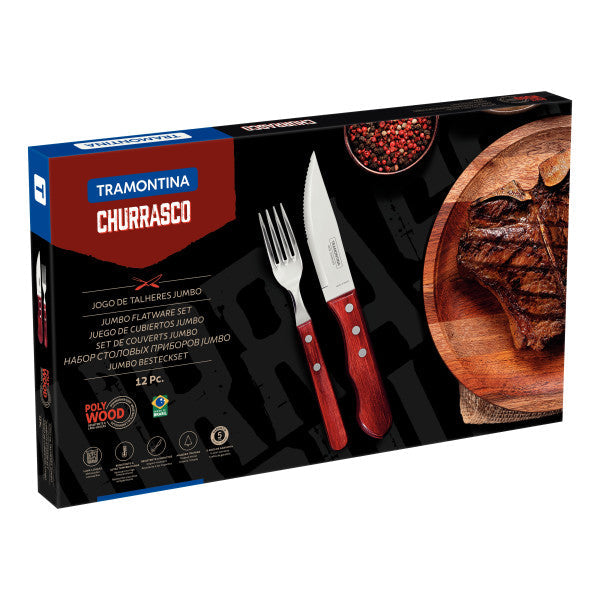 Tramontina Churrasco Jumbo Steak Cutlery 12 Piece Set  - Red