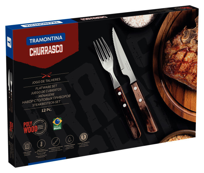 Tramontina Churrasco Spanish Steak Cutlery 12 Piece Set - Brown