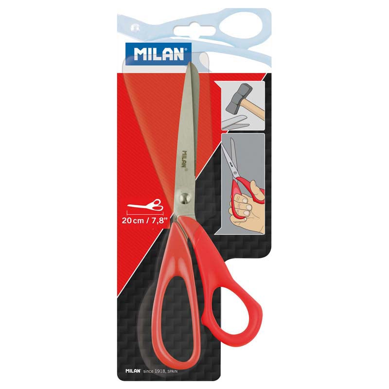 Milan Office Scissors Red 200mm 7.8 Inch - Cafe Supply