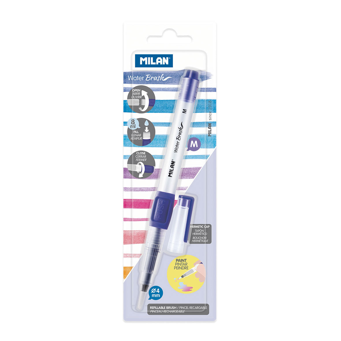 Milan Refillable Water Brush 4mm Medium Tip 8ml Capacity - Cafe Supply