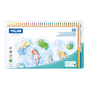 Milan Coloured Pencils Hexagonal Watercolour Metal Box Pack 36 - Cafe Supply