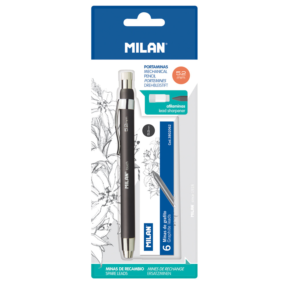 Milan Professional Mechanical Pencil B 5.2mm with 6 Leads - Cafe Supply