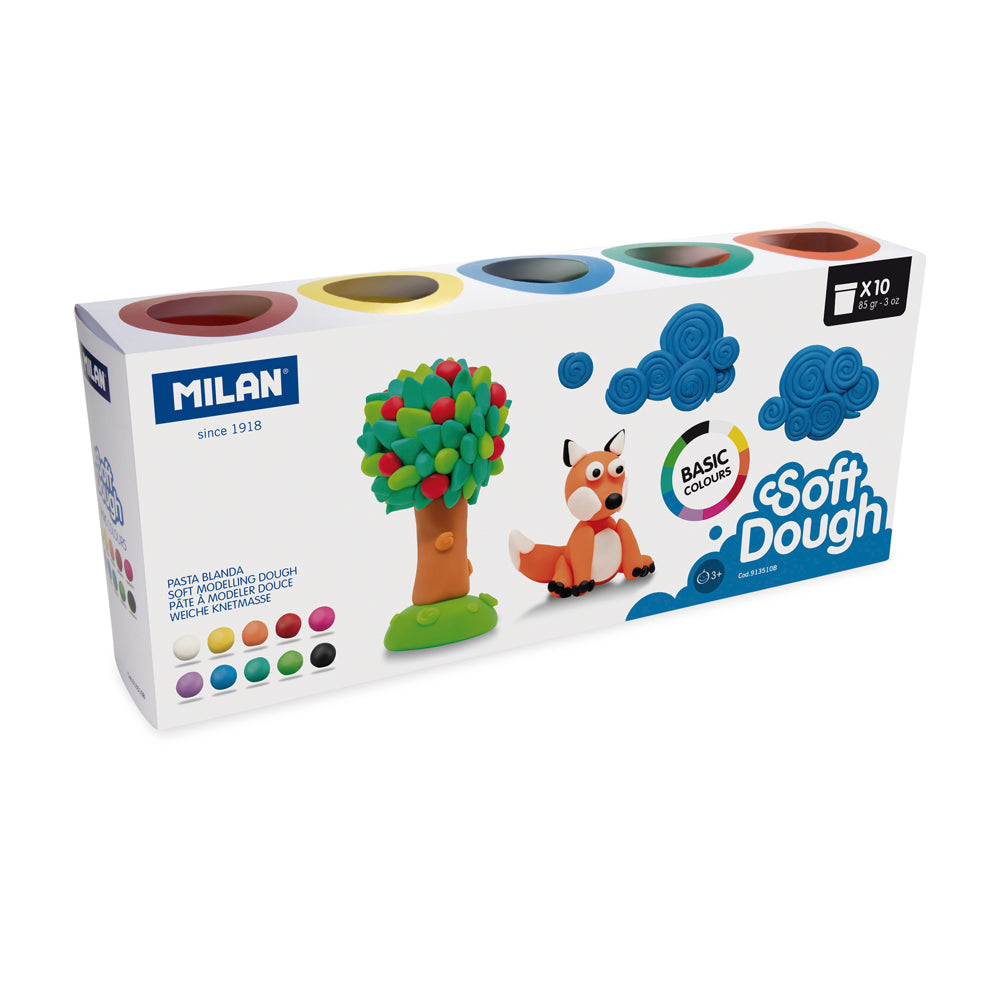 Milan Soft Dough Basic Colours Assorted Pack 10 - Cafe Supply