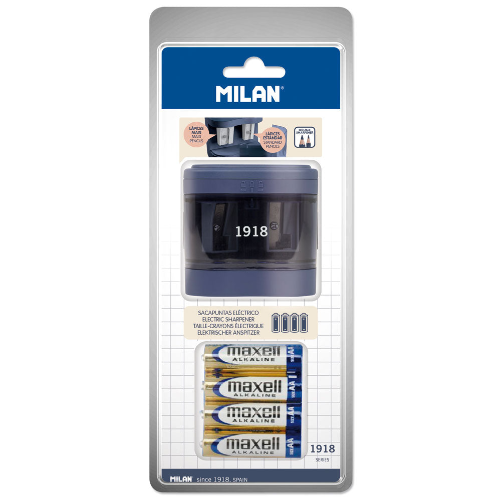 Milan Automatic 2 Hole Battery Pencil Sharpener Navy Blue - Cafe Supply