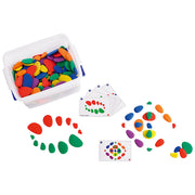 EDX Rainbow Pebbles Classroom Set 252 Pcs 47 Activity Cards In Plastic Container - Cafe Supply