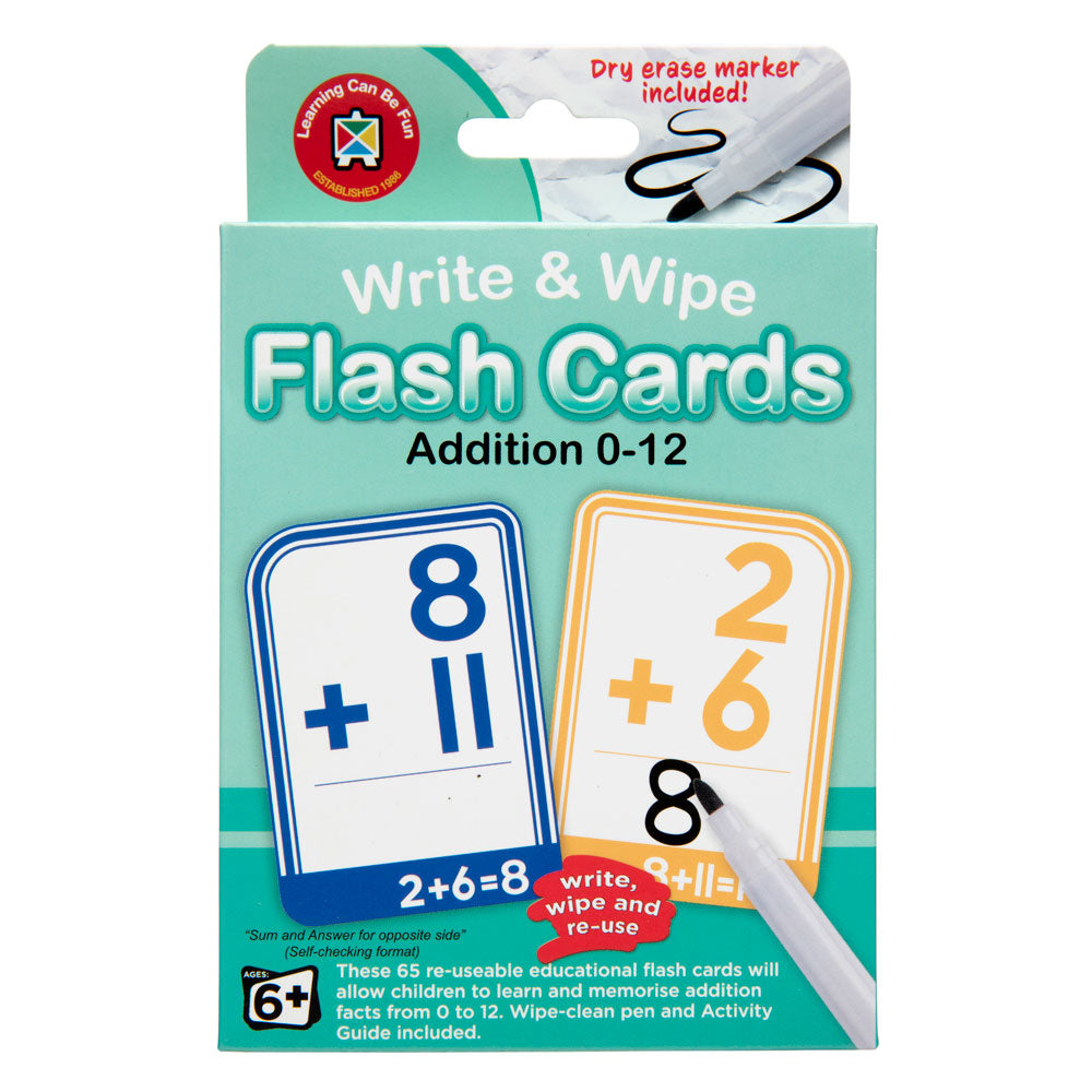 LCBF Write & Wipe Flashcards Addition w/Marker - Cafe Supply
