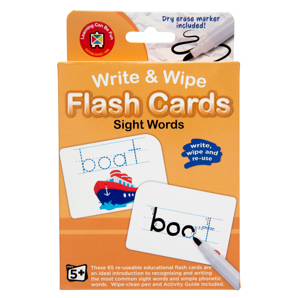 LCBF Write & Wipe Flashcards Sight Words w/Marker - Cafe Supply