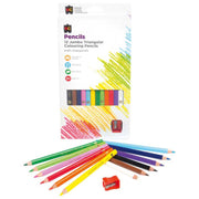 EC Triangular Jumbo Pencils Pack 12 Washable Assorted Colours With Sharpener - Cafe Supply