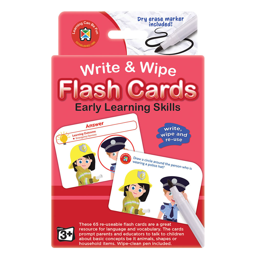 LCBF Write & Wipe Flashcards Early Learning Skills w/Marker - Cafe Supply