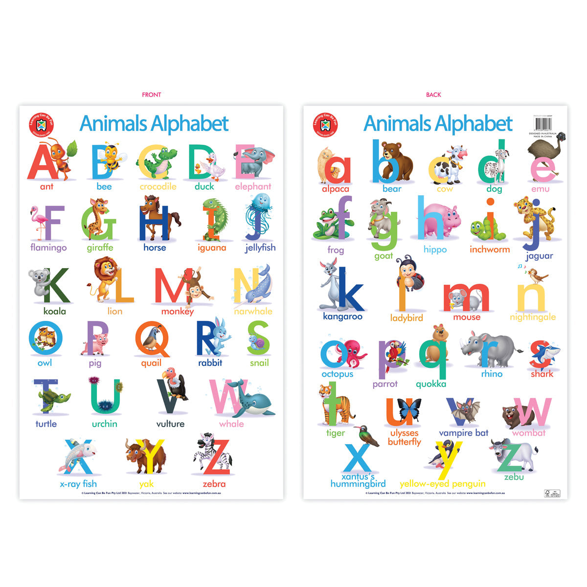 LCBF Wall Chart The Alphabet of Animals Poster - Cafe Supply