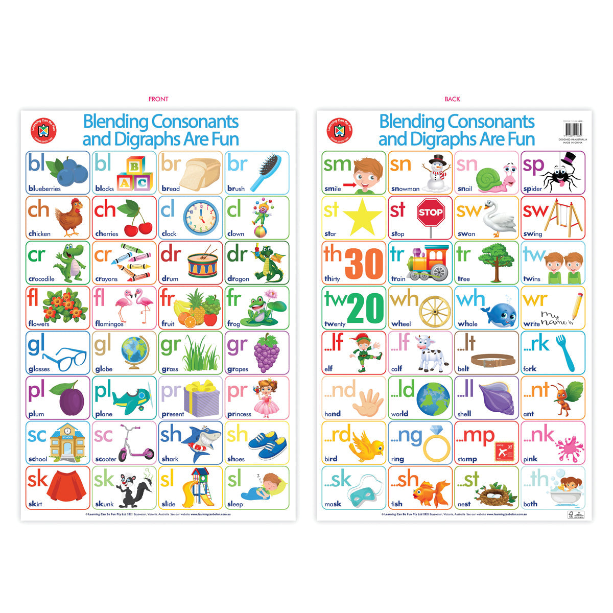 LCBF Wall Chart Blending Consonants and Digraphs Are Fun Poster - Cafe Supply