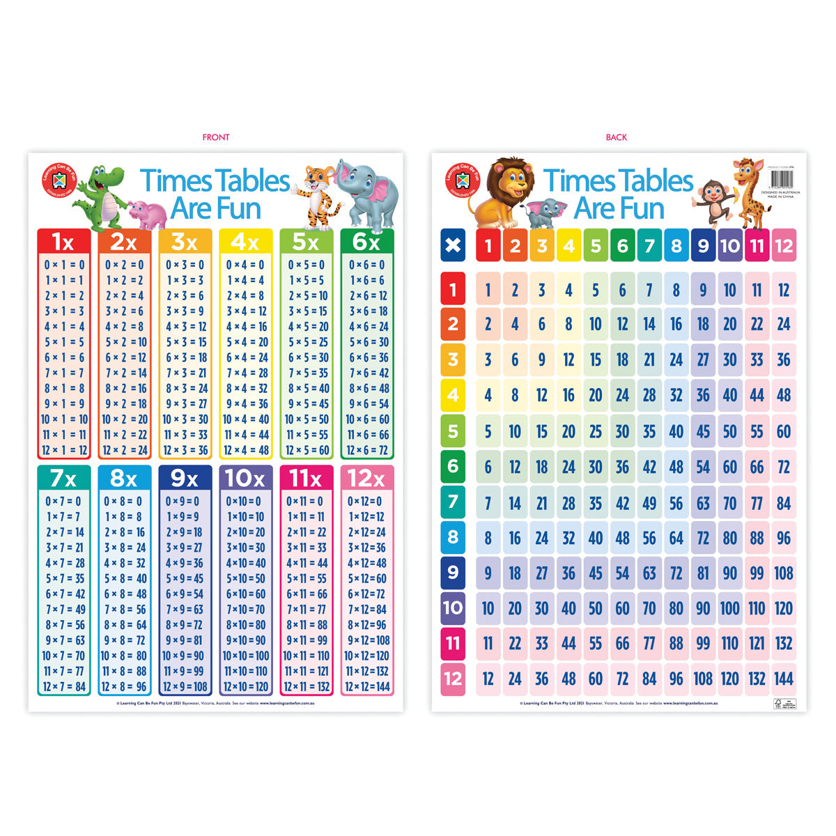 LCBF Wall Chart Times Tables Are Fun Poster - Cafe Supply