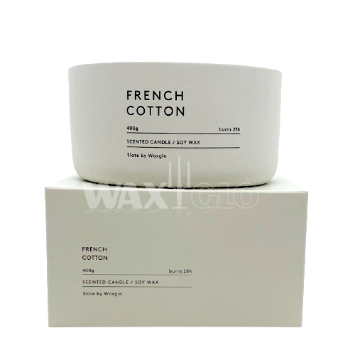 400g Soy Wax Candle in Slate Vessel - French Cotton (3 wick) - Cafe Supply