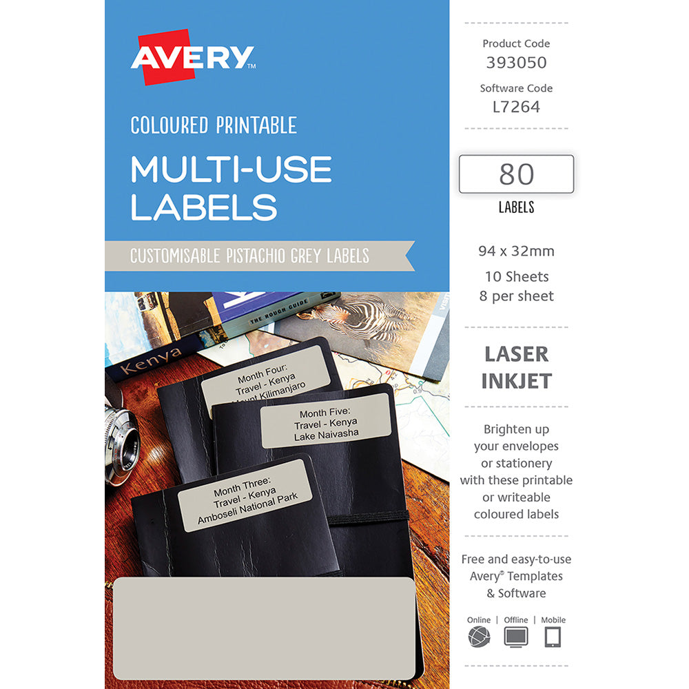 Avery Labels L7264 Pistachio 32x94 A5 8up 10 Sheets - Cafe Supply