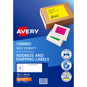 Avery Shipping Label L7162FO Fluoro Orange Laser 99.1x34mm 16up 25 Sheets - Cafe Supply