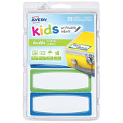 Avery Label Kids Durable Green Blue Border 89x32mm 4up 5 Sheets - Cafe Supply