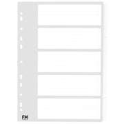 FM Indices A4 5 Tab White Cardboard - Cafe Supply