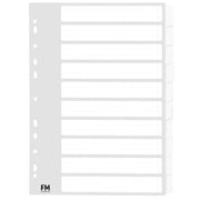 FM Indices A4 10 Tab Cardboard White - Cafe Supply