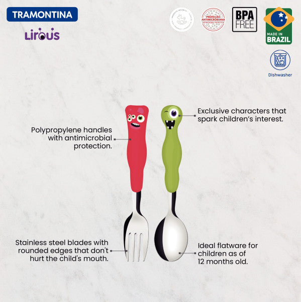 Tramontina Children's Monster Cutlery 2 Piece Set