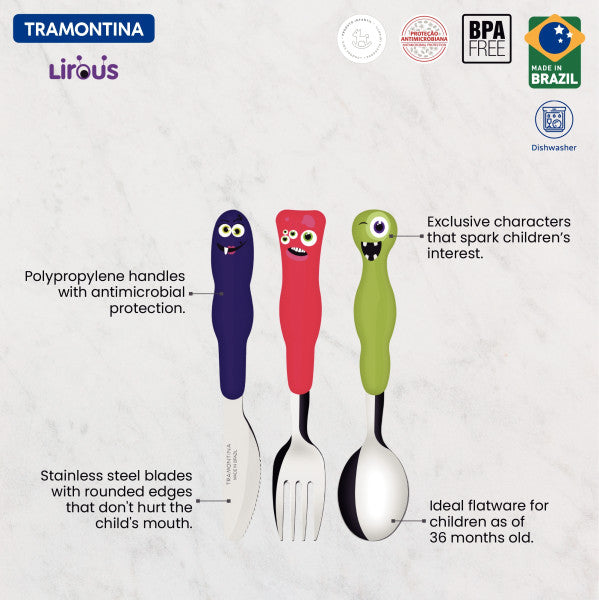 Tramontina Children's Monster Cutlery 3 Piece Set