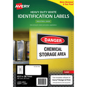Avery Heavy Duty ID Label L7060 White Laser 63.5x38.1mm 21up 25 Sheets - Cafe Supply