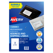 Avery Weatherproof Label L7072 199.6x143.5mm 2up 10 Sheets - Cafe Supply