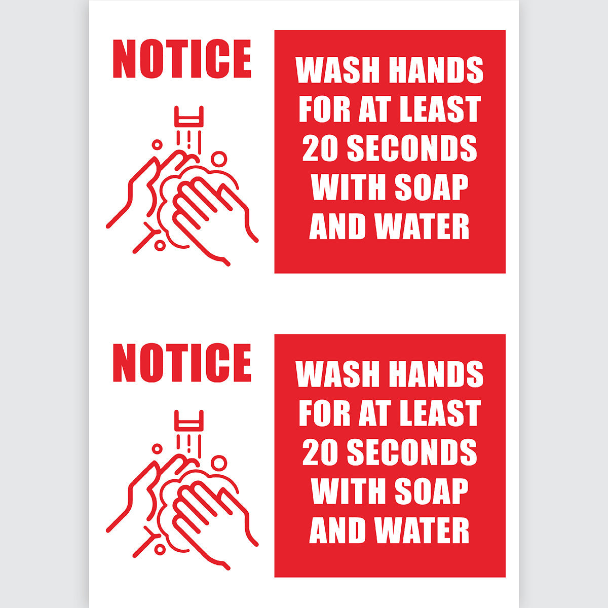 Avery Pre-Printed Self-Adhesive Sign Wash your Hands A4 2up 5 Sheets - Cafe Supply