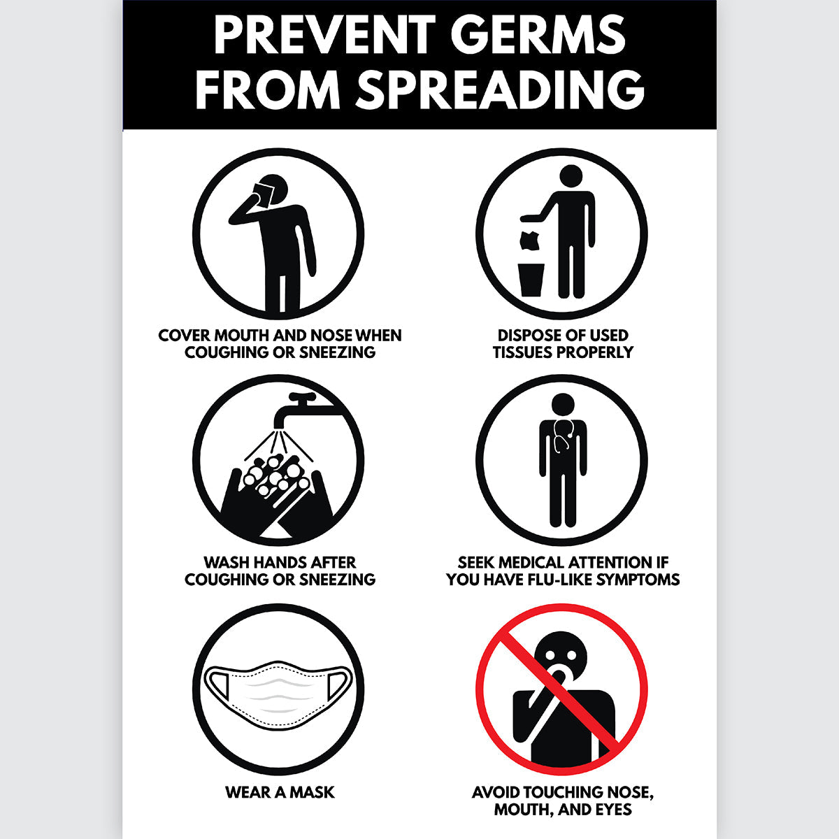 Avery Pre-Printed Self-Adhesive Sign Prevent Germs from Spreading A4 1up 5 Sheets - Cafe Supply