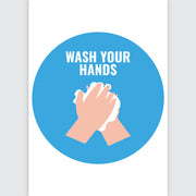 Avery Pre-Printed Self-Adhesive Sign Wash Your Hands Round 20cm 5 Sheets - Cafe Supply