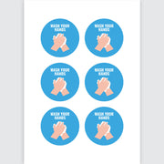 Avery Pre-Printed Self-Adhesive Sign Wash Your Hands Round 6up 5 Sheets - Cafe Supply