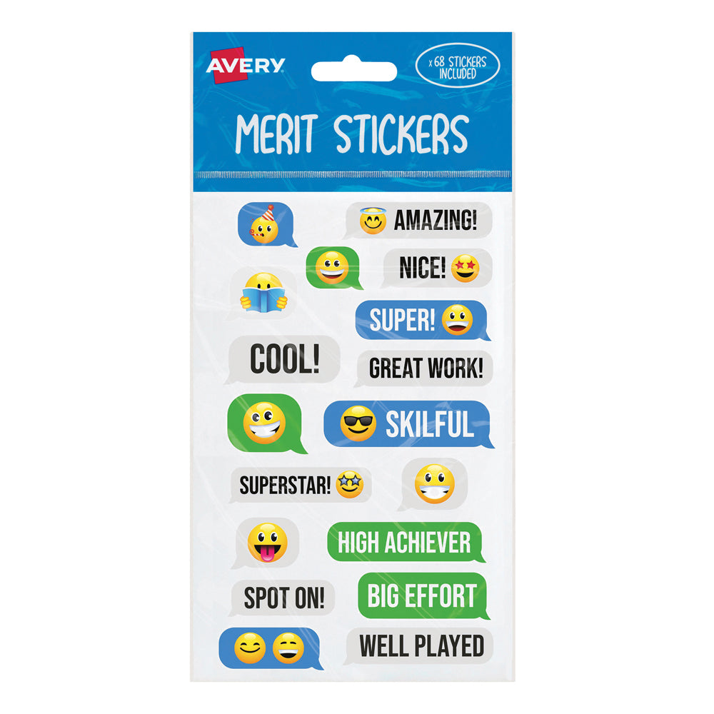Avery Merit Stickers Emoji 68 Pack - Cafe Supply