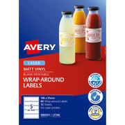 Avery Label L7146 Wrapround White Durable Laser 196x51mm 5up 12 Sheets - Cafe Supply