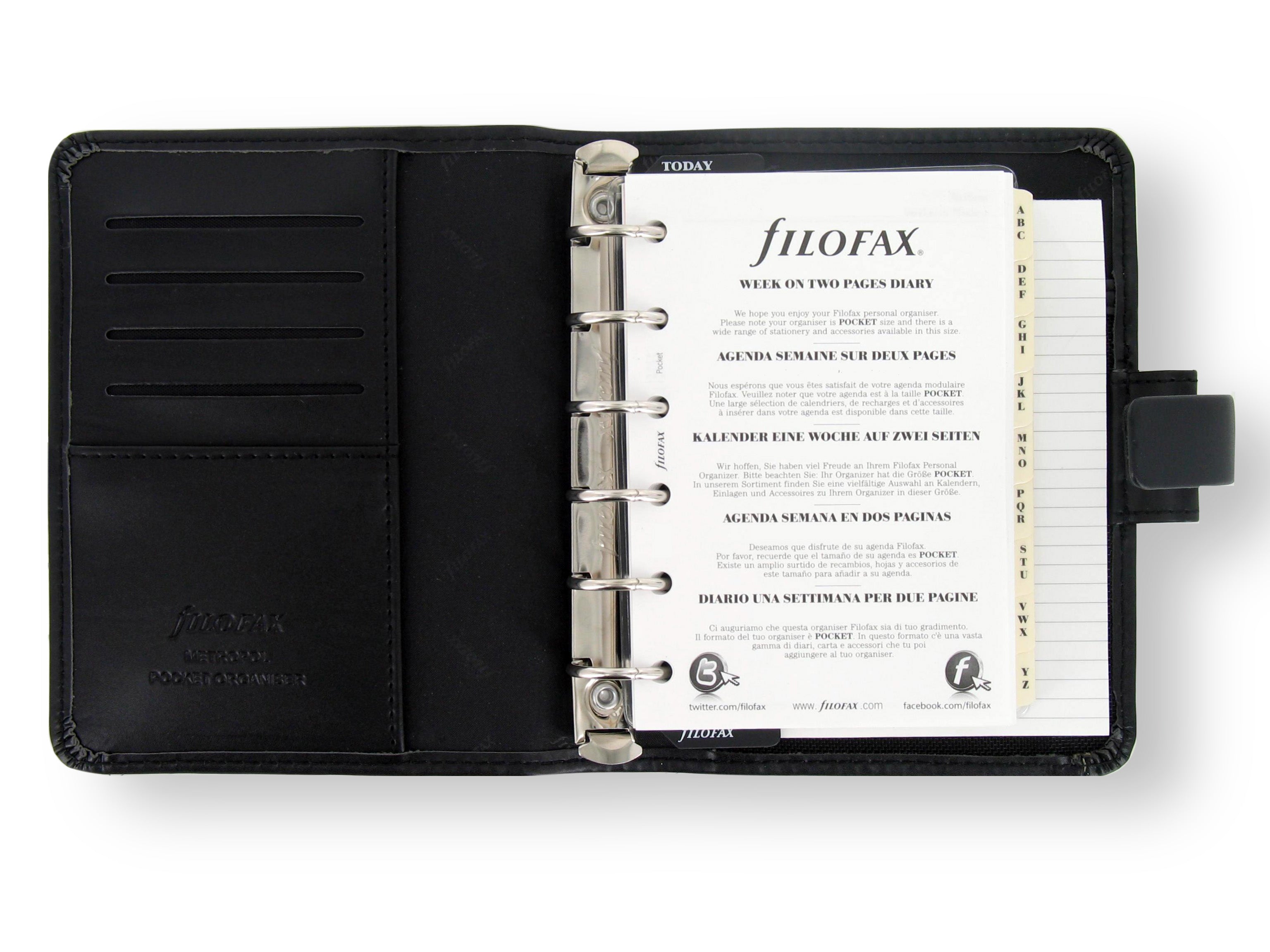 Filofax Organiser Metropol Pocket Black - Cafe Supply