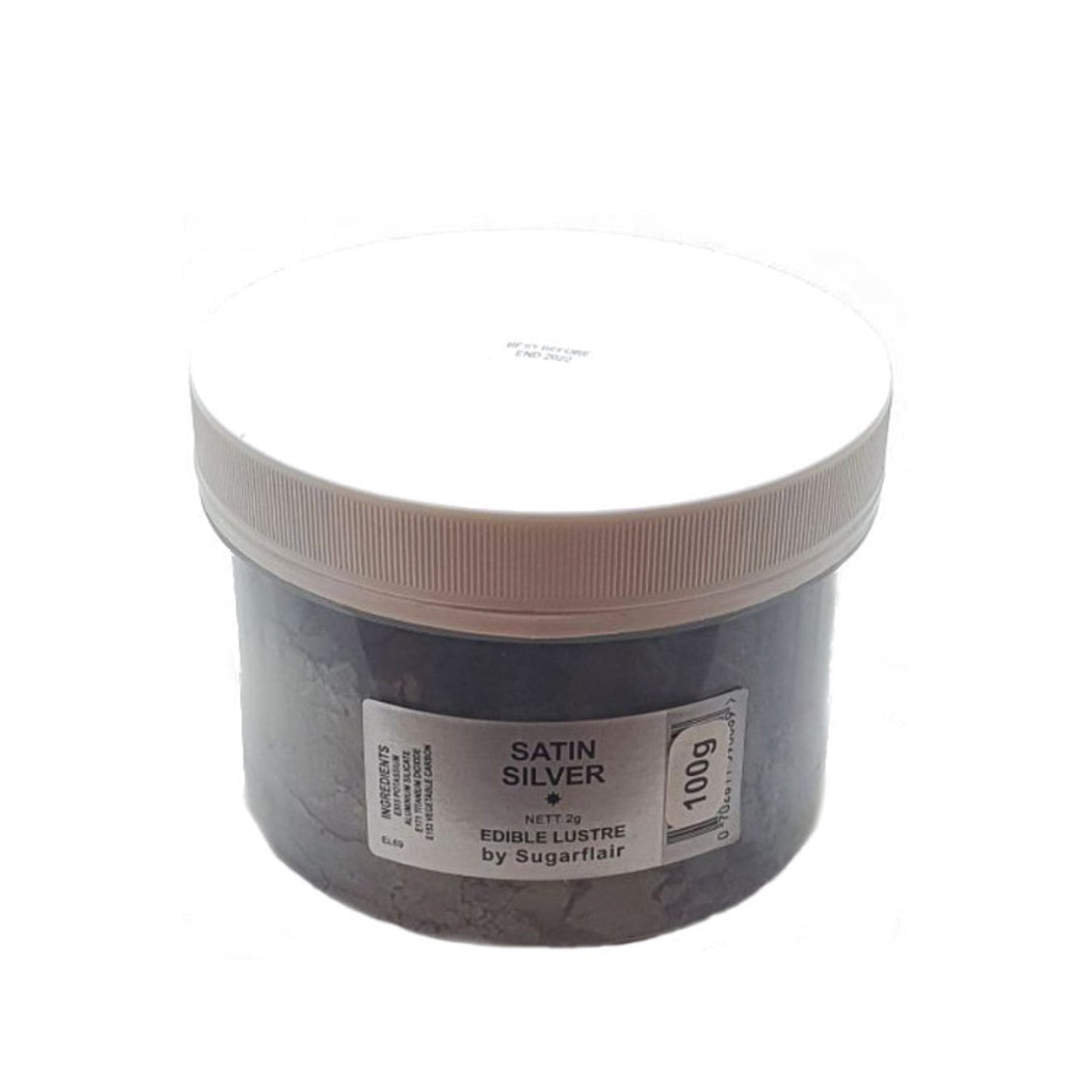 Sugarflair Edible Lustre Colour Satin Silver 100g - Cafe Supply