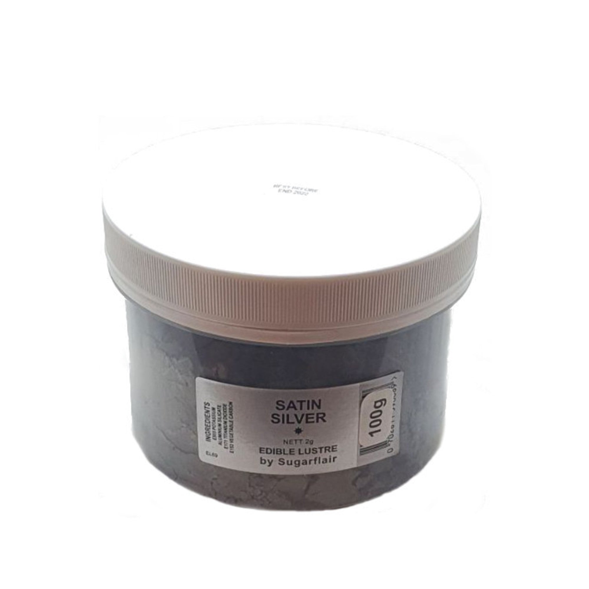 Sugarflair Edible Lustre Colour Satin Silver 100g - Cafe Supply